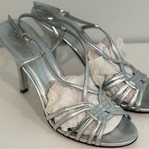 Cole Haan Silver Metallic Leather Strappy Sandals US 9.5